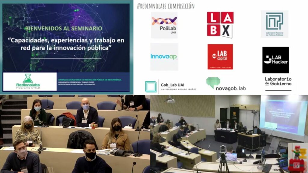 Imagem do Encontro da Red Innolabs nos dias 2 e 3 de junho de 2022, Chile. Seminário internacional “Capacidades, experiencias y trabajo en red para la innovación pública”